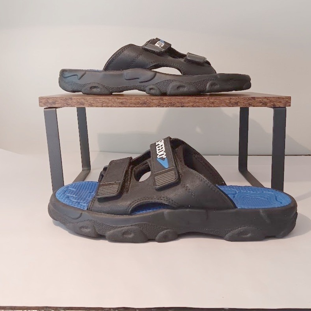 Speedo‎ Slide Sandals Mens Size M/9-10 Black Blue Ad Double Strap Excellent